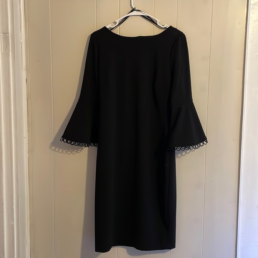 Calvin Klein | Black midi dress bell sleeves | sz 10 | NWOT